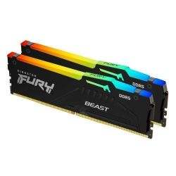 Kingston Fury Beast RGB 128GB Kit (2 x 64GB), DDR5, 5600MHz, CL36, 1.25V, ECC, PMIC, AMD EXPO & Intel XMP 3.0, Black, DIMM Memory